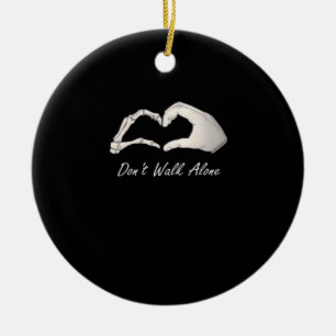 Don't Walk - White Classic - Skeleton Hands Hearts Keramik Ornament