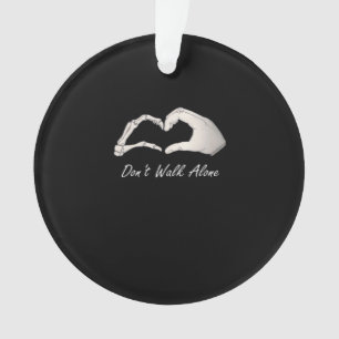 Don't Walk - White Classic - Skeleton Hands Hearts Ornament