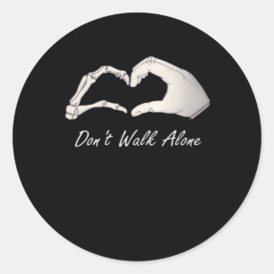 Don't Walk - White Classic - Skeleton Hands Hearts Runder Aufkleber