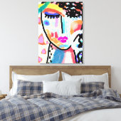 Don't Wanna Talk Abstrakt Stretched Canvas Print Leinwanddruck (Insitu (Schlafzimmer))