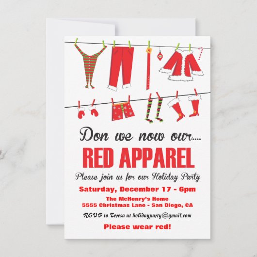 Don't we Red Bekleidung Weihnachts-Einladungen Einladung (Vorderseite)