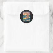 Dont Worry Be Cappy Funny Capybara Surfen Runder Aufkleber (Tasche)