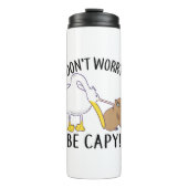Don't Worry, Be Capy. Capybara Orange Unbothered Thermosbecher (Vorderseite)