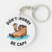 Don't Worry Be Capy Funny Capybara Pun Schlüsselanhänger (Rückseite)