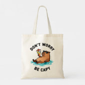 Don't Worry Be Capy Funny Capybara Pun Tragetasche (Rückseite)