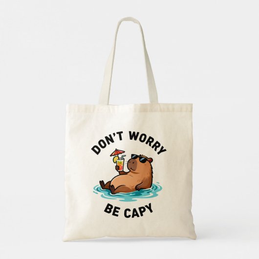 Don't Worry Be Capy Funny Capybara Pun Tragetasche (Rückseite)