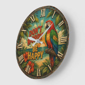 Don't Worry Be Happy Parrot Große Wanduhr (Winkel)
