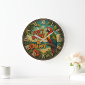 Don't Worry Be Happy Parrot Große Wanduhr (Zuhause)