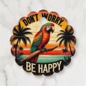 Don't Worry, Be Happy Round Tropical Parrot Art Geschenkanhänger (Vorderseite)