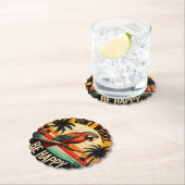 Don't Worry, Be Happy Round Tropical Parrot Art Untersetzer (Vor Ort)
