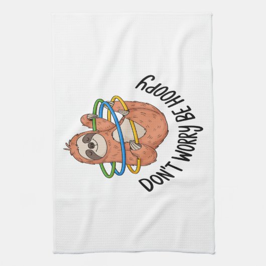 Don't Worry Be Hoopy Sloth Geschirrtuch (Vertikal)