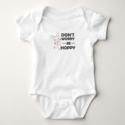 Dont Worry Be Hoppy - Funny Rabbit Bunny Baby Strampler (Vorderseite)