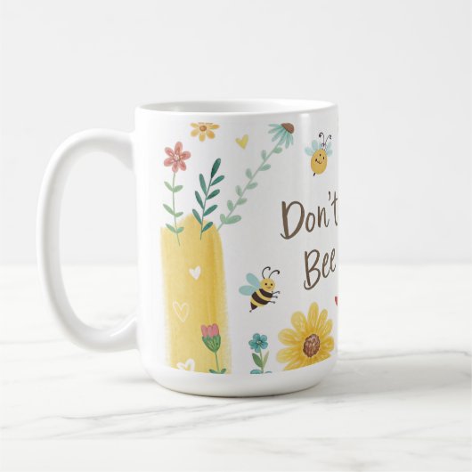 Don't Worry Bee Happy Cute Bee Kaffeetasse (Links)