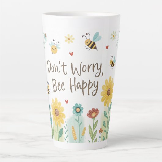 Don't Worry Bee Happy Cute Bee Milchtasse (Vorderseite)