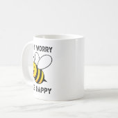 Don't Worry Bee Happy Cute Funny Sitive Quote Kaffeetasse (Vorderseite Links)