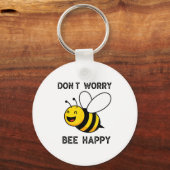 Don't Worry Bee Happy Cute Funny Sitive Quote Schlüsselanhänger (Vorderseite)
