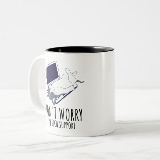 Don't Worry I'm With Tech Support Zweifarbige Tasse (Vorderseite Links)