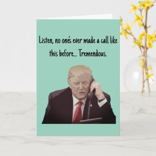 Donuld Trump Phone Call Amusing Grußkarte Karte (Gelbe Blume)