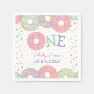 Donut 1. Geburtstag Donut wachsen auf rosa Sprinkl Serviette