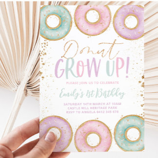 Donut 1. Geburtstag Einladung Donut Grow Up Aqua