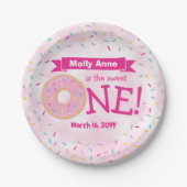 Donut 1. Geburtstag Girl Rainbow Sprinkles Pappteller (Vorderseite)