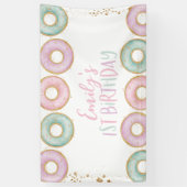 Donut 1. Geburtstag Party Banner Hintergrund Aqua (Vertikal)