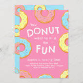 Donut 1. Geburtstag Party Kinder Einladung (Vorne/Hinten)