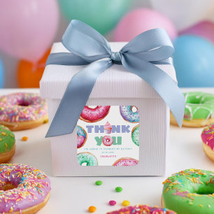 Donut 1. Geburtstagsfeier Mädchen Süße Danke Gunst Quadratischer Aufkleber