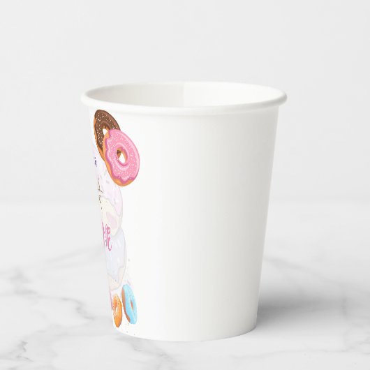Donut 1. Geburtstagspink Pappbecher (Links)