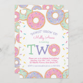 Donut 2. Geburtstag Einladung Rosa Sprinklen (Vorne/Hinten)