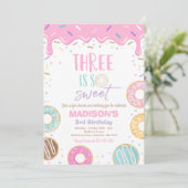 Donut 3. Geburtstag Einladung Donut Drei ist süß (Stehend Vorderseite)