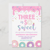 Donut 3. Geburtstag Einladung Donut Drei ist süß (Vorderseite)