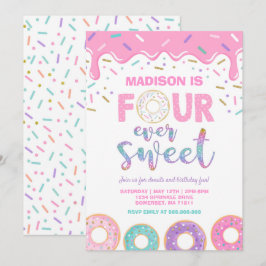 Donut 4. Geburtstag Einladung Donut Vier je Sweet
