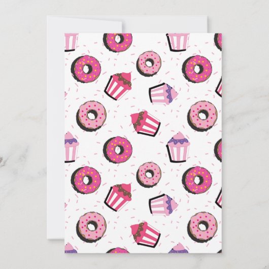 Donut 4. Geburtstagsmädchen Einladung (Rückseite)