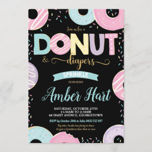 Donut and Diapers Sprinkle Baby Shower Girl Einladung
