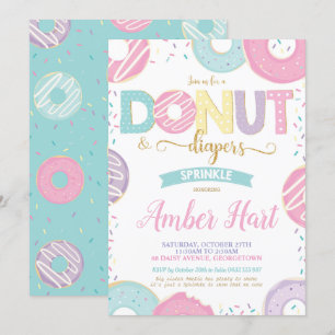 Donut and Diapers Sprinkle Baby Shower Girl Einladung