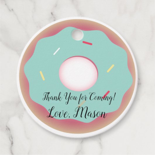 Donut Aquamarin Zuckerguss Geburtstag Geschenkanhänger (Vorderseite)