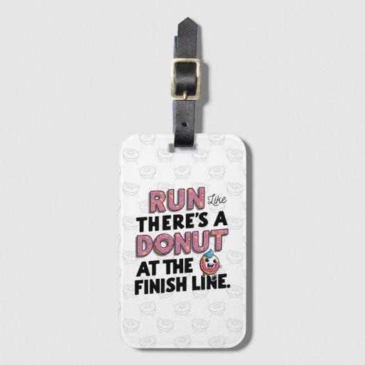 Donut auf der finish Line Funny Fitness Motivation Gepäckanhänger (Vorderseite Vertikal)