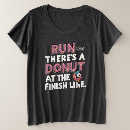 Donut auf der finish Line Funny Fitness Motivation Große Größe T-Shirt (Design vorne)