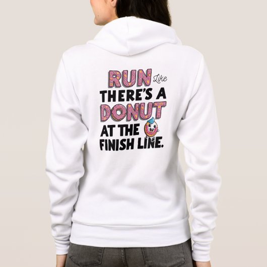 Donut auf der finish Line Funny Fitness Motivation Hoodie (Rückseite)
