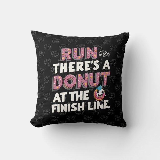Donut auf der finish Line Funny Fitness Motivation Kissen (Vorderseite)