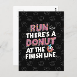 Donut auf der finish Line Funny Fitness Motivation Postkarte