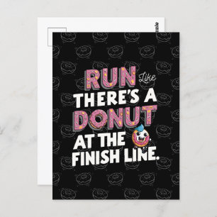 Donut auf der finish Line Funny Fitness Motivation Postkarte