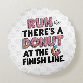 Donut auf der finish Line Funny Fitness Motivation Rundes Kissen