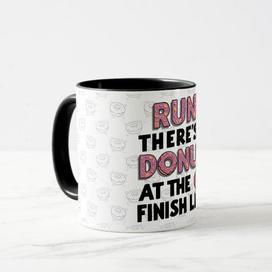 Donut auf der finish Line Funny Fitness Motivation Tasse (Vorderseite Links)