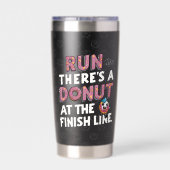 Donut auf der finish Line Funny Fitness Motivation Thermobecher (Rückseite)