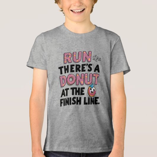 Donut auf der finish Line Funny Fitness Motivation Tri-Blend Shirt (Vorderseite)