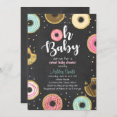 Donut Baby Dusche Einladung Codeschuhe Doughnut (Vorne/Hinten)