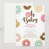 Donut Baby Dusche Einladung Codeschuhe Doughnut (Vorne/Hinten)