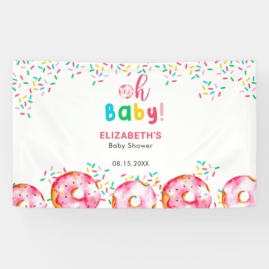 Donut Baby Dusche Regenbogen farbiges Hintergrundz Banner (Horizontal)